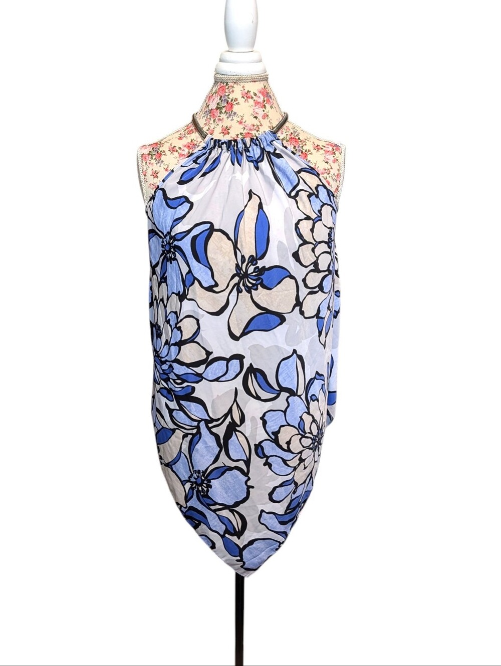 Alfani Metal/Halter Neck Floral Blouse